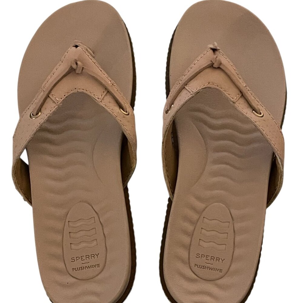 Sperry Waveside PLUSHWAVE Leather Flip Flops Blush Pink Preppy Beach Size 7